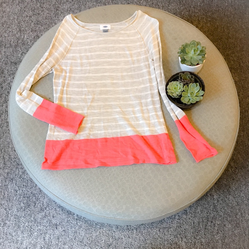 OLD NAVY Grey and pink striped cardigan